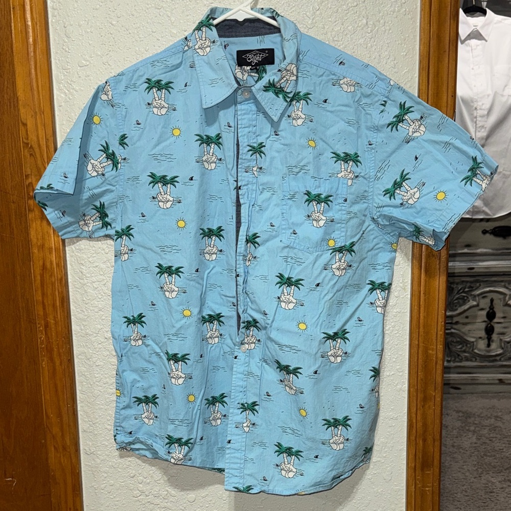 Eighty Eight Light Blue (Peace) Palm Tree Shirt